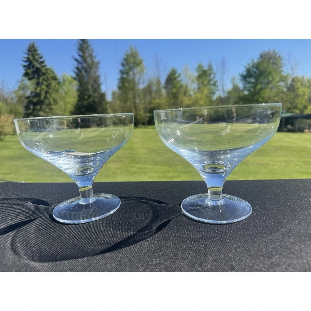 2 Marquis Waterford Moments Crystal Short Stem Party Dish Coupes Footed Dessert